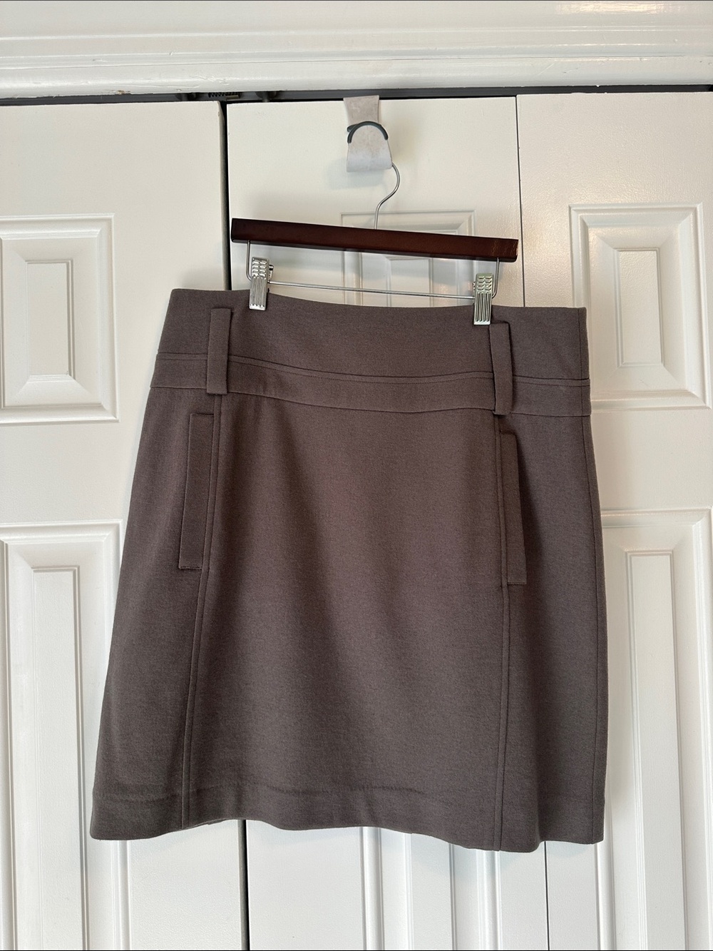 Club Monaco Taupe A-Line Wool-Blend Skirt